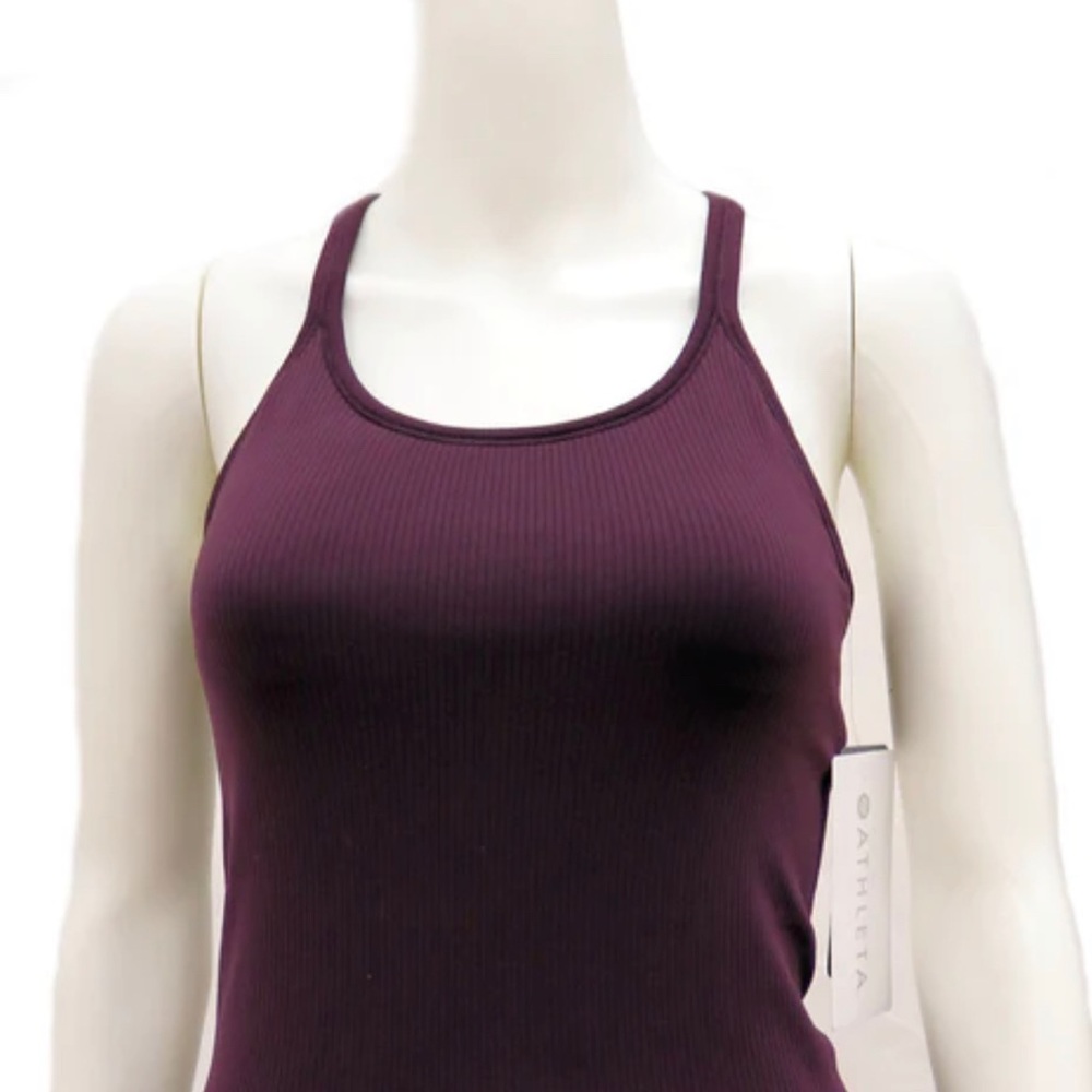 Athleta Renew built-in bra tank ribbed camisole racerback - plum purple